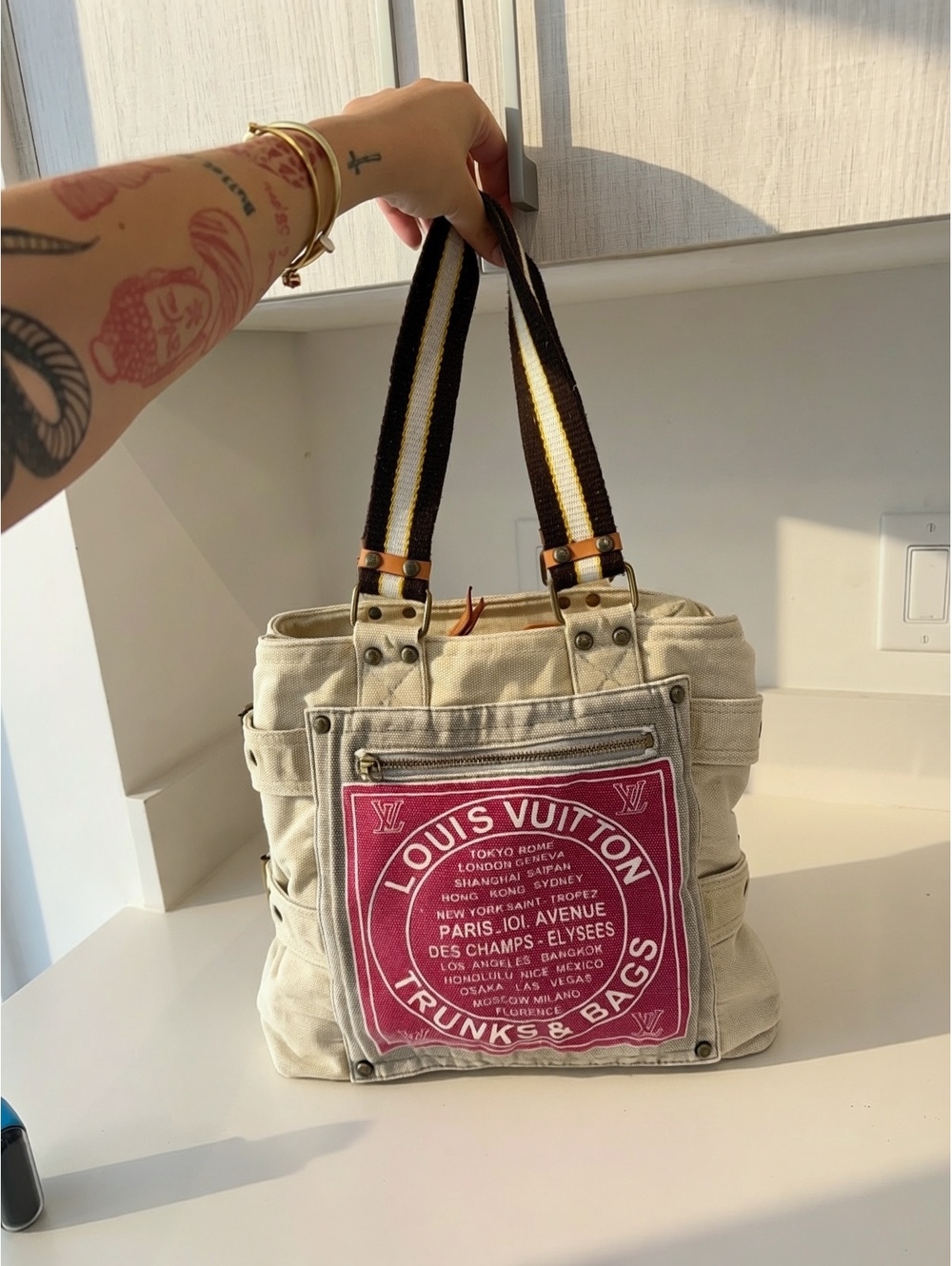 Louis Vuitton Toile globe shopper cloth tote bag